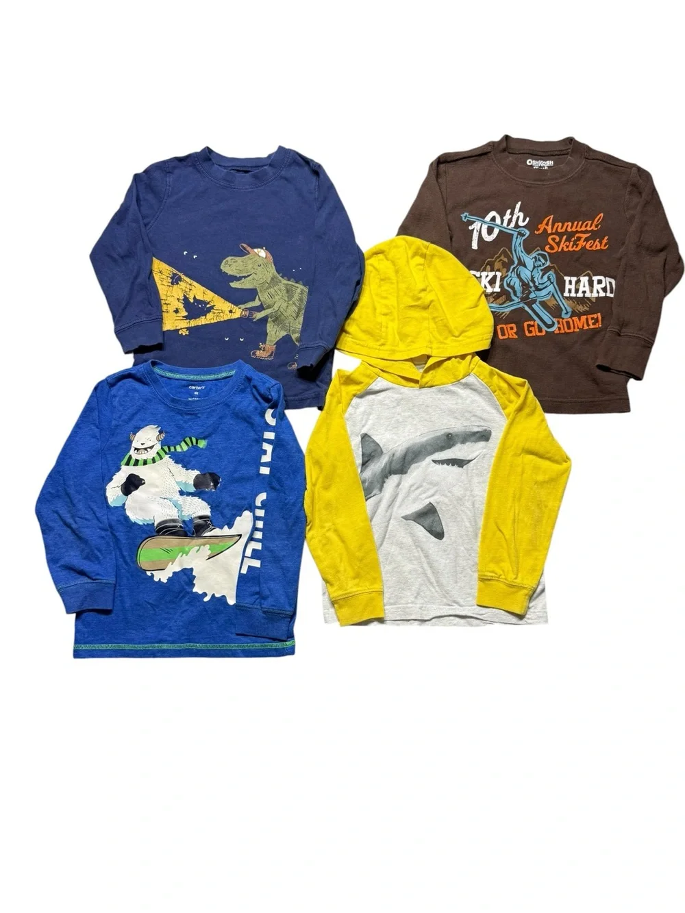 Carter’s Toddler Boy Long-Sleeve Graphic Shirts Bundle Size 4T